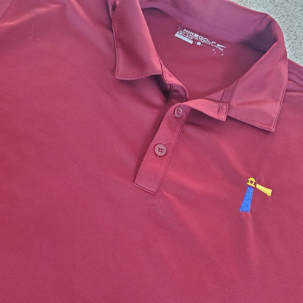Nike Dri-Fit Golf Polo Shirt Size L Dark Red Lighthouse Embroidery